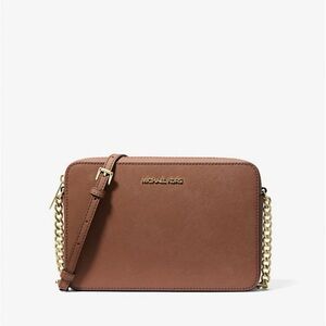 Michael Kors Jet Set Large East West Leather Luggage Crossbody Bag Handbag Purse